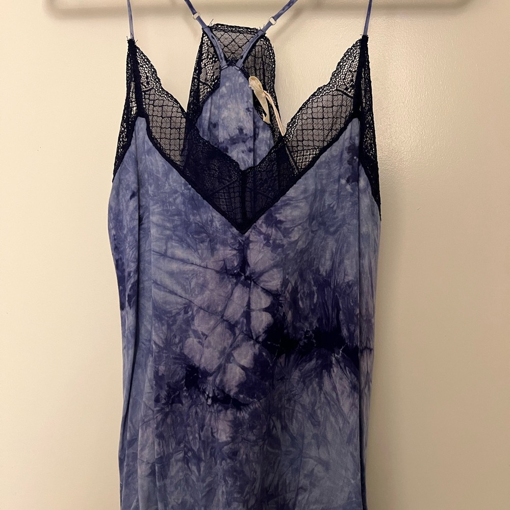 NWT Lovestitch Kismet Tie Dye Lace Trim Cami - Blue - Size L